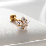 Gold color / 1 Piece Simple Series Simple Star 6mm Titanium Steel Gold Color Material Zircon Women's Stud Earrings Picture3